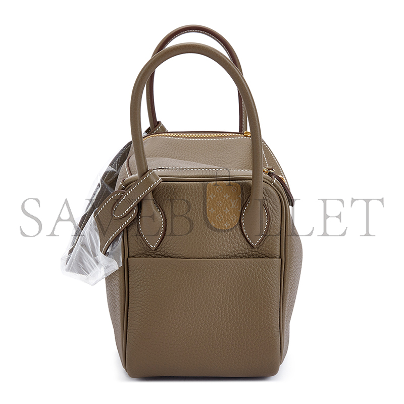 HERMÈS LINDY 26 CLEMENCE ÉTOUPE GOLD HARDWARE (26*18*12cm)